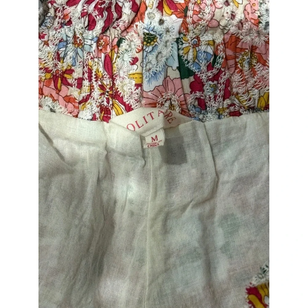 Solitare Women Floral Eyelet Lace 2 Piece Set Top and Shorts Multicolor Size M‎
